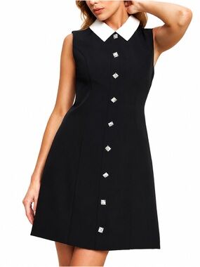 FLYING TOMATO Lovely Moment Black Woven Sleeveless Mini Dress NWOT